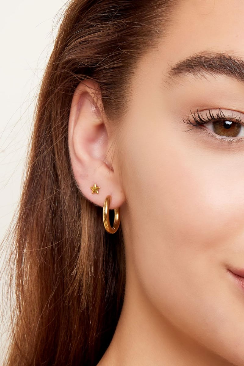 Creolen simpel XL Goud kleur Stainless Steel