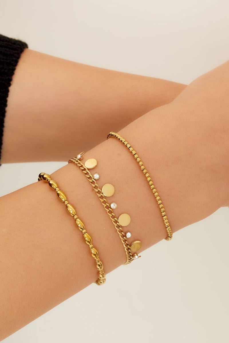 Armband circels met strass Goud kleur Stainless Steel