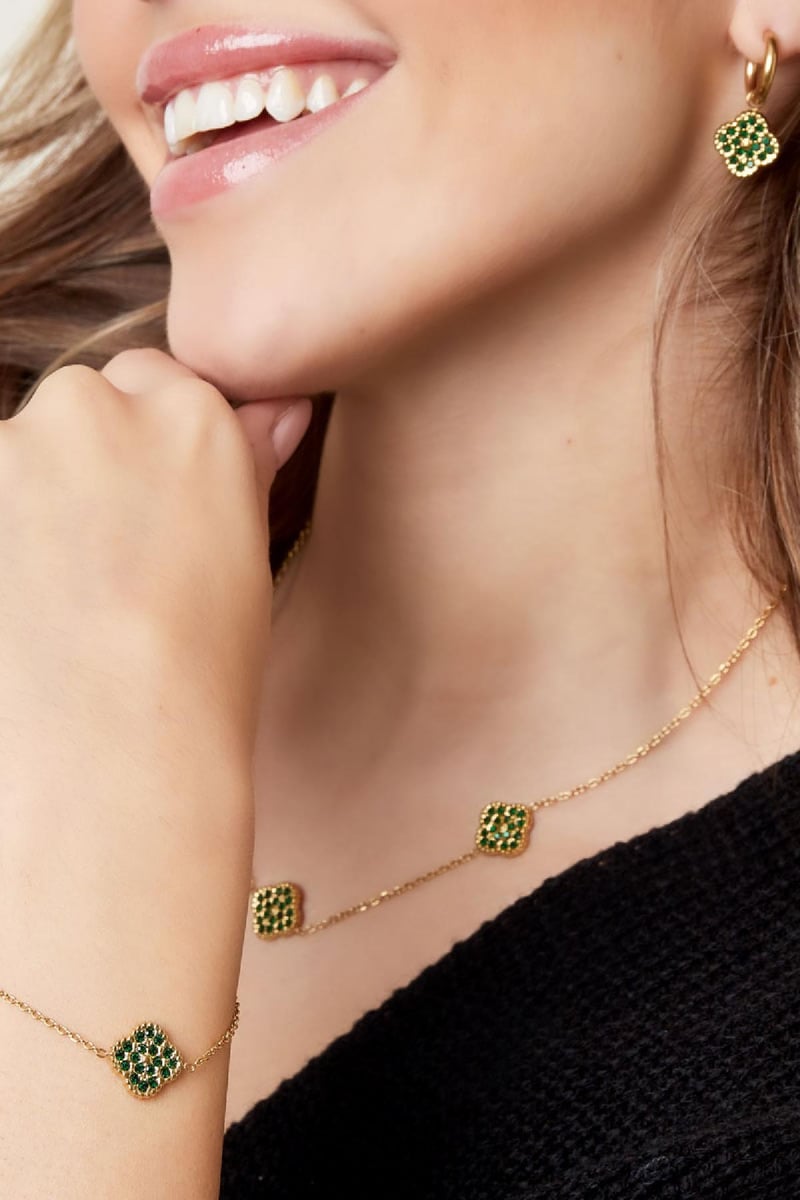 Armband klaver met strass Goud kleur Stainless Steel