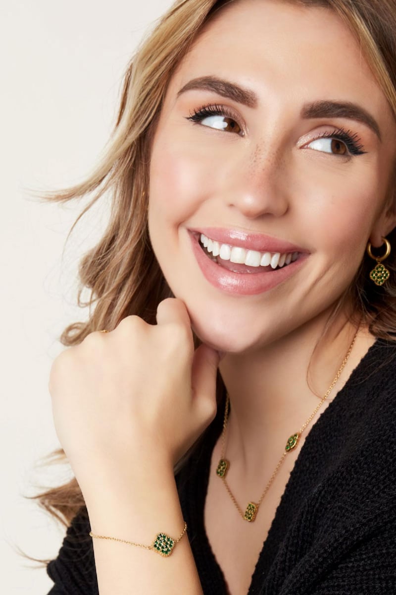 Armband klaver met strass Goud kleur Stainless Steel