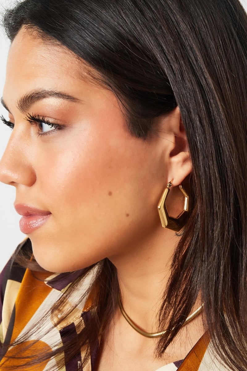 oorbellen stainless steel zeshoek 