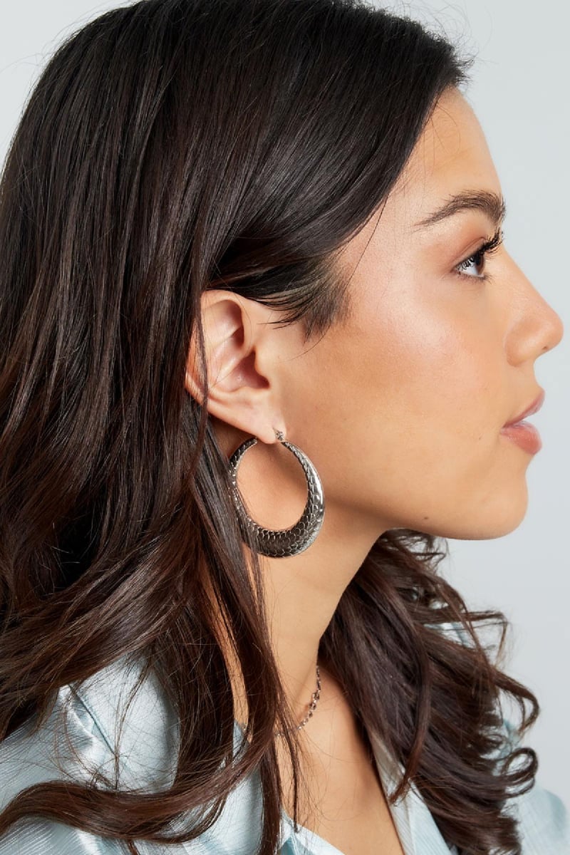 Oorbellen bubbel print groot Goud kleur Stainless Steel