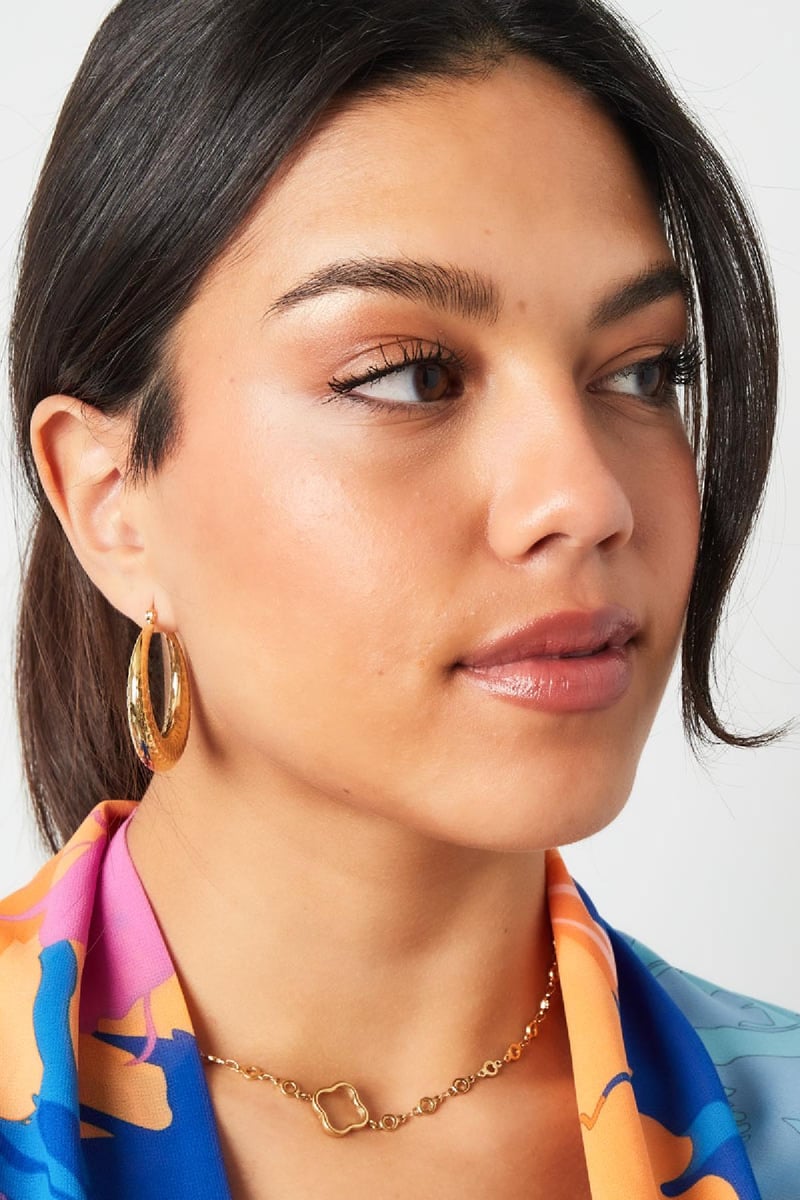 Oorbellen bubbel print medium Zilver Stainless Steel