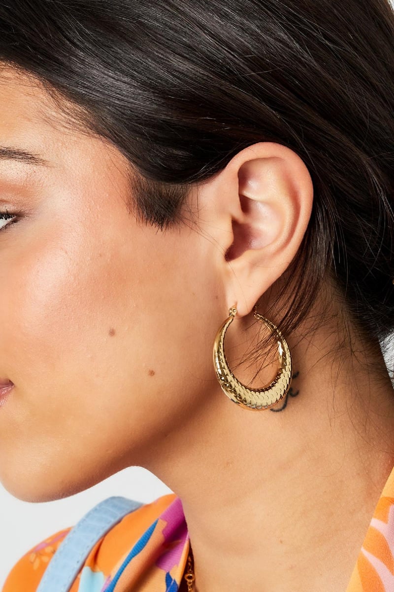 Oorbellen bubbel print medium Zilver Stainless Steel