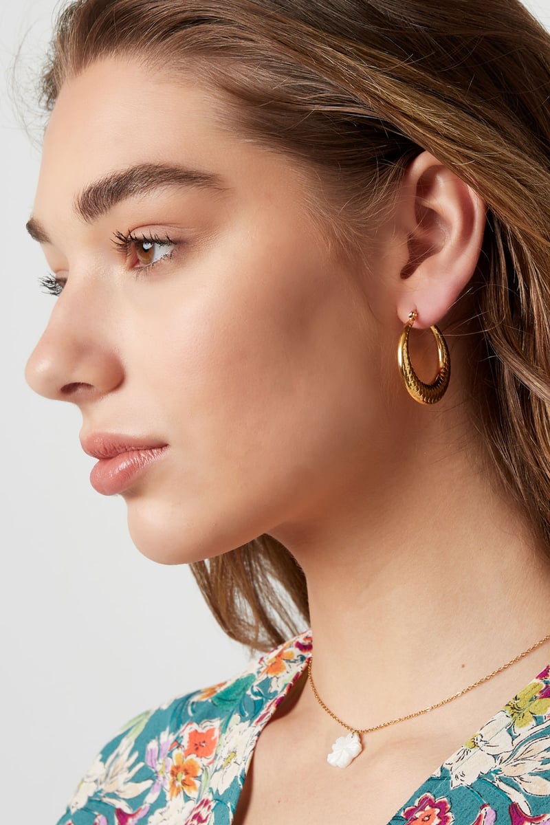 Oorbellen bubbel print klein Goud kleur Stainless Steel