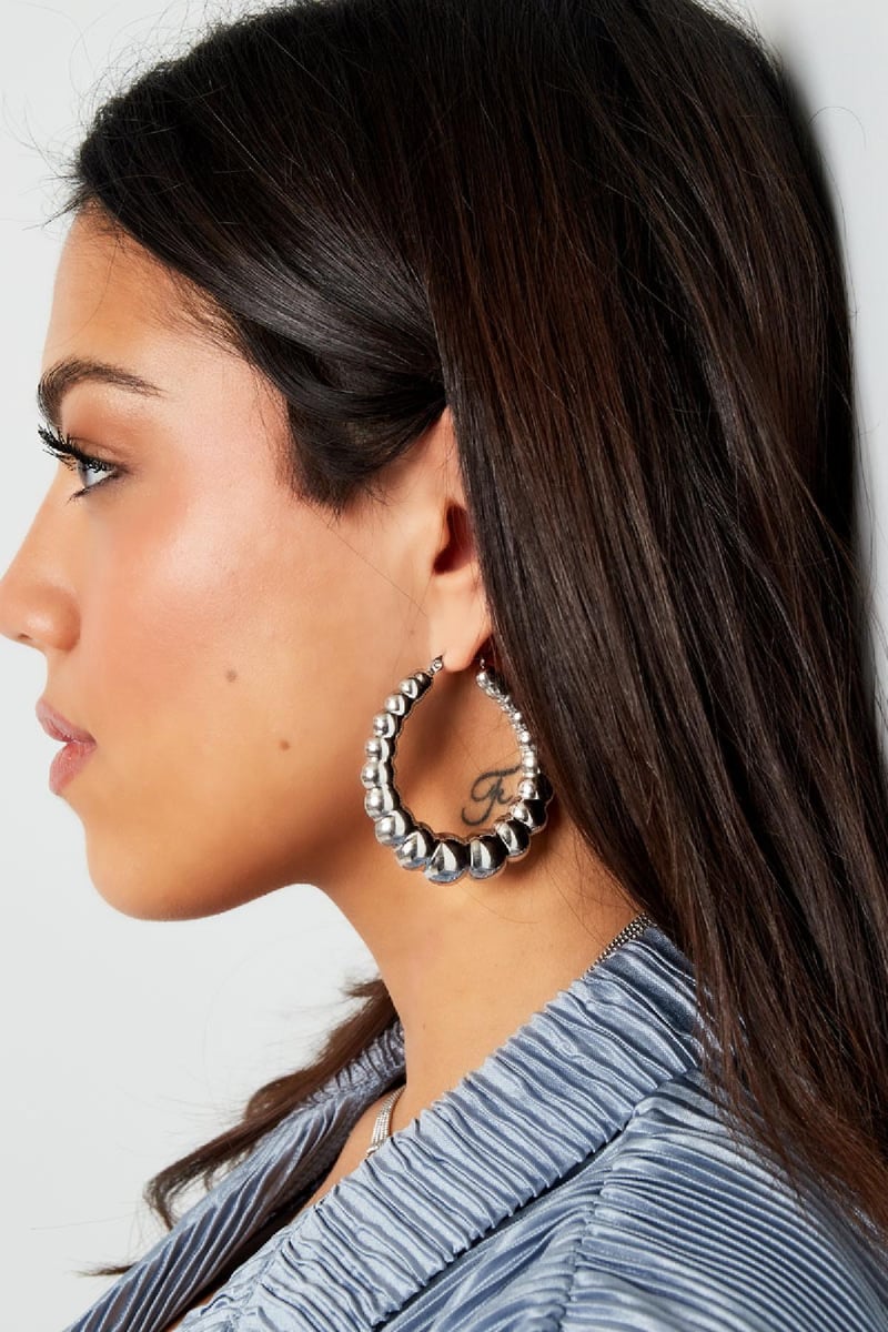 Oorbellen bubbel groot Goud kleur Stainless Steel