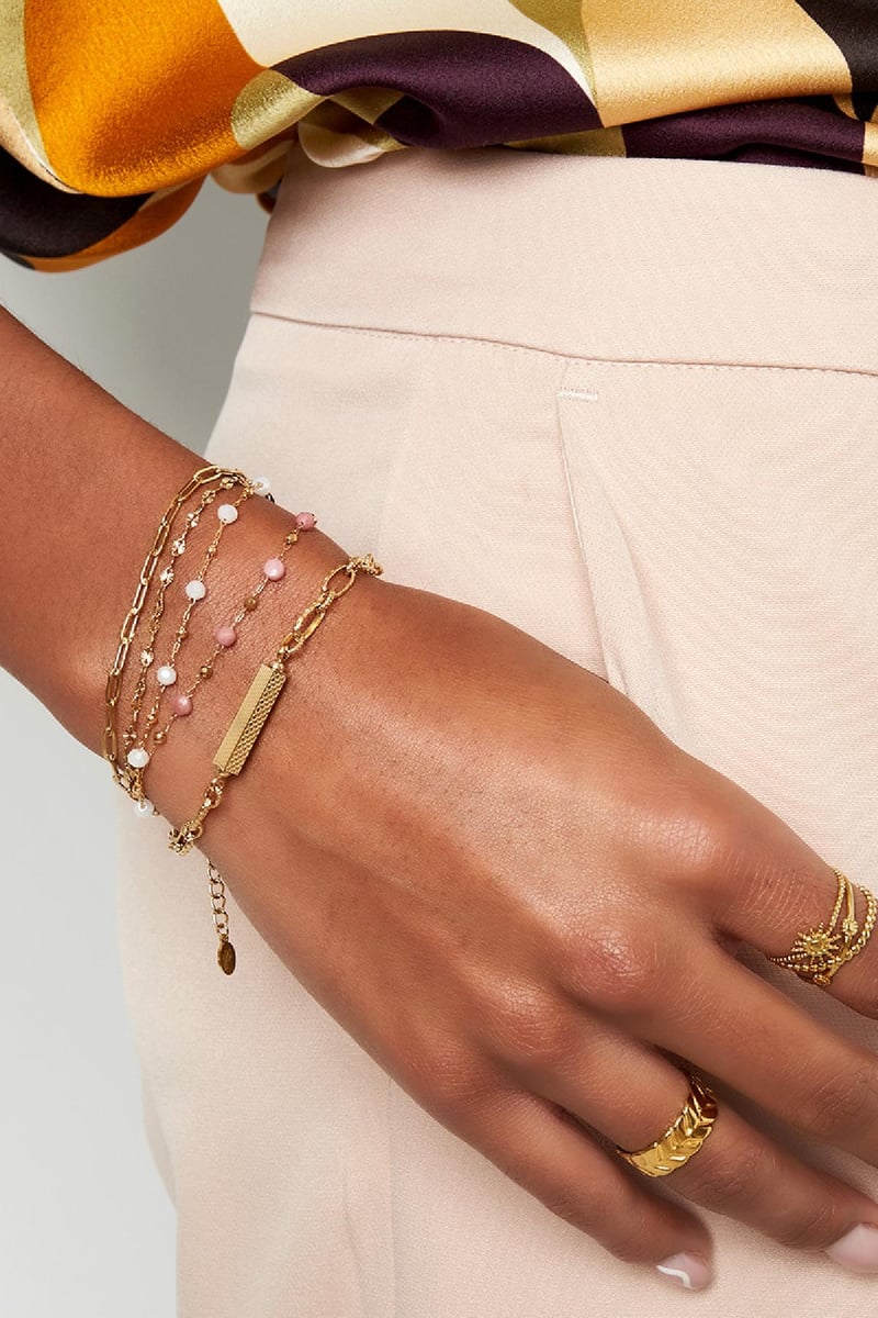 Schakelarmband met bedel Goud kleur Stainless Steel