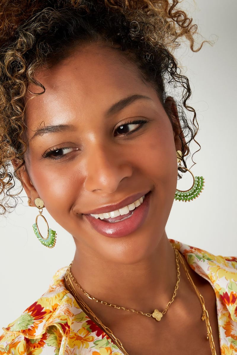 Oorbellen met kristalkralen Wit Koper