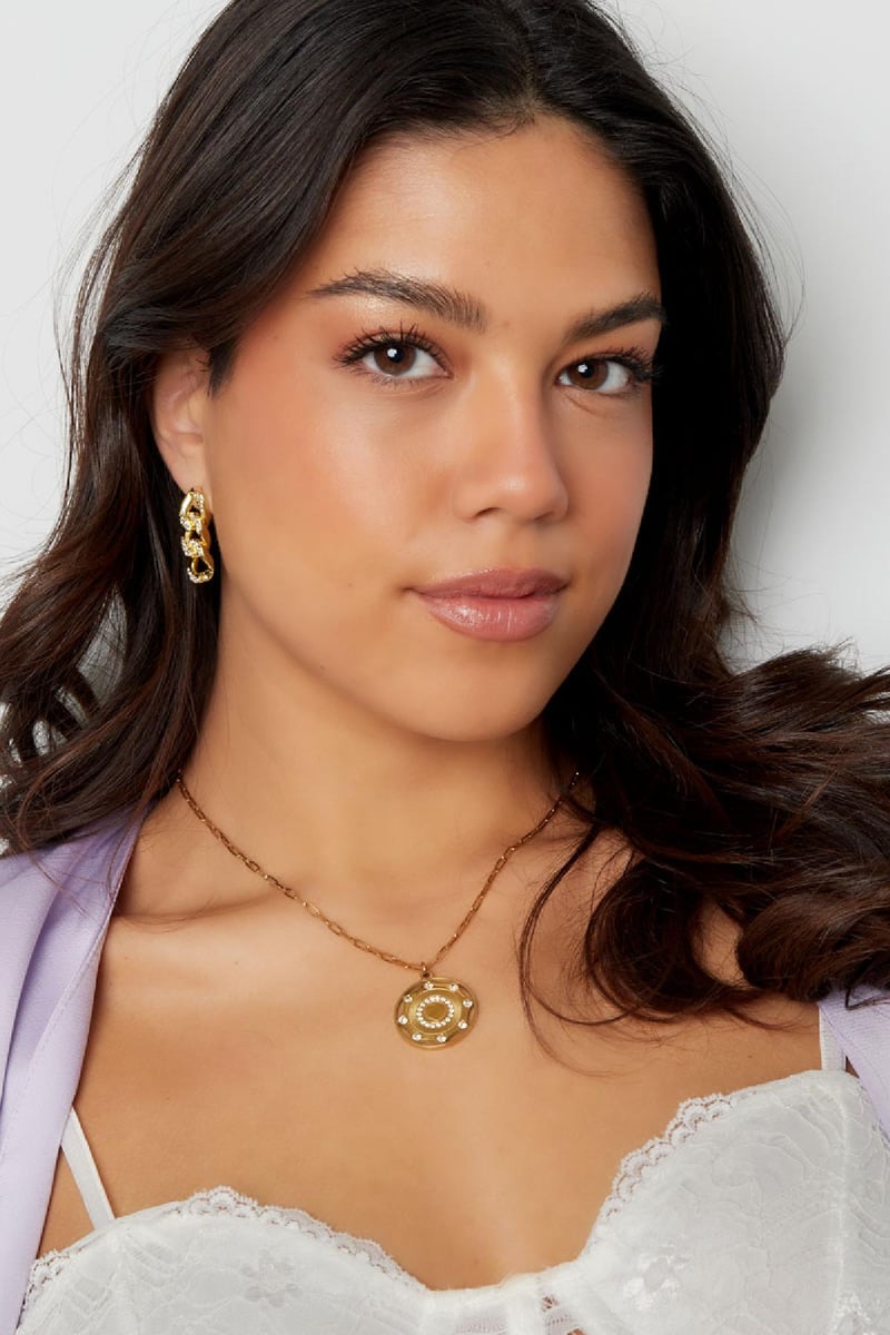 Oorstekers schakel zirkoon Zilver Stainless Steel