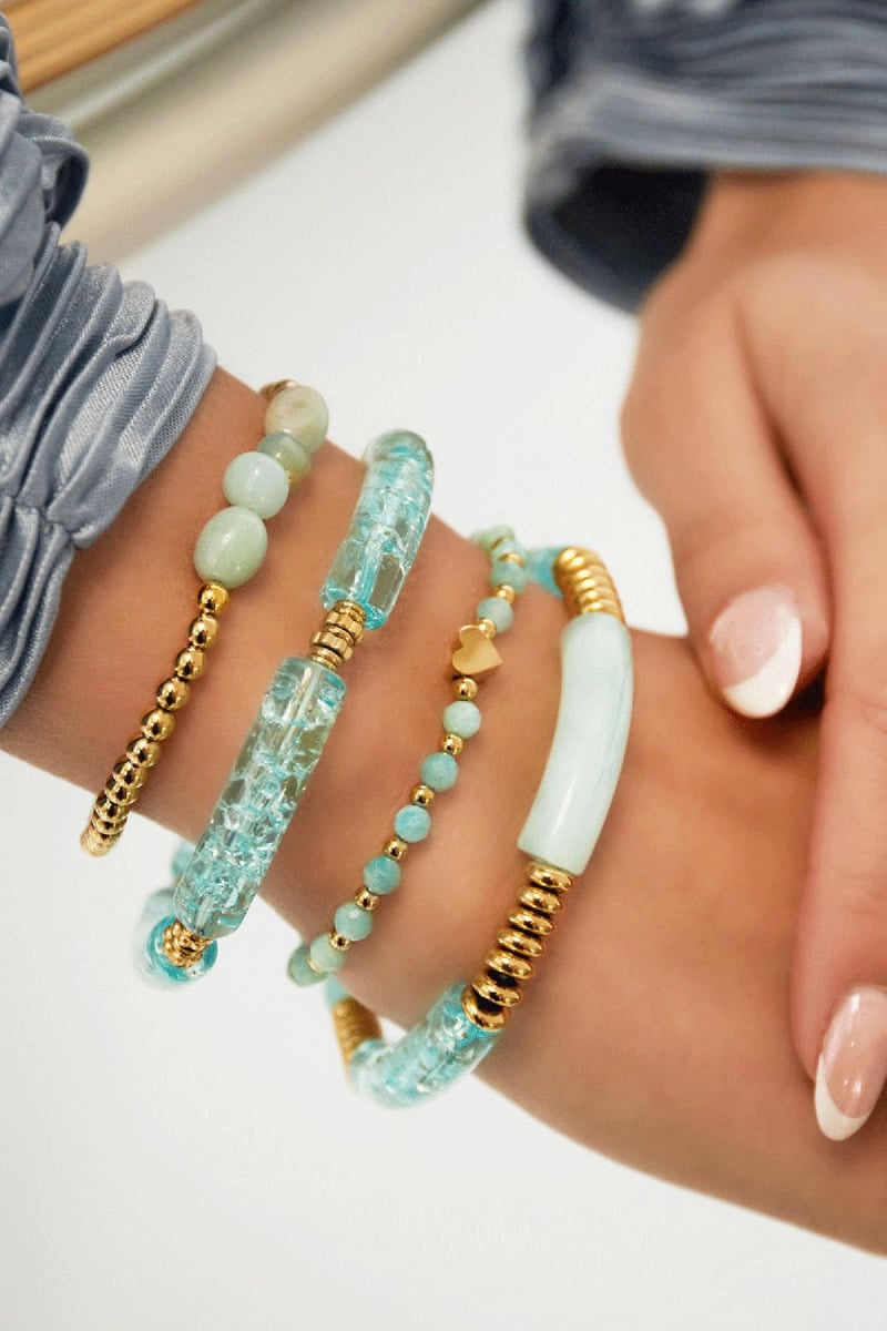 Kralenarmband met parels Pink & Gold Stainless Steel