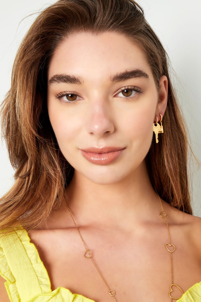 Oorbellen sleutel & slot - zilver Stainless Steel