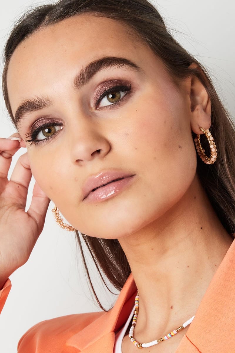 Oorbellen kralenparty Fuchsia Stainless Steel