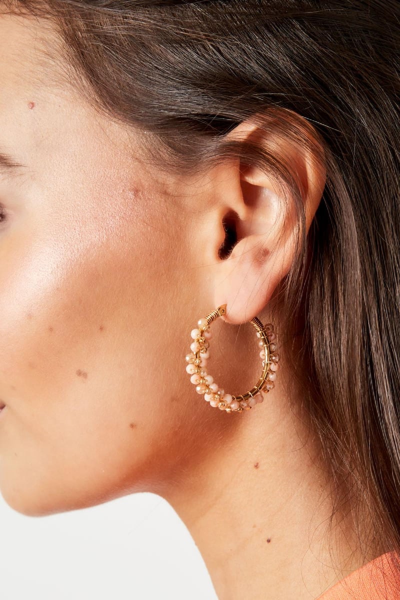 Oorbellen kralenparty Fuchsia Stainless Steel