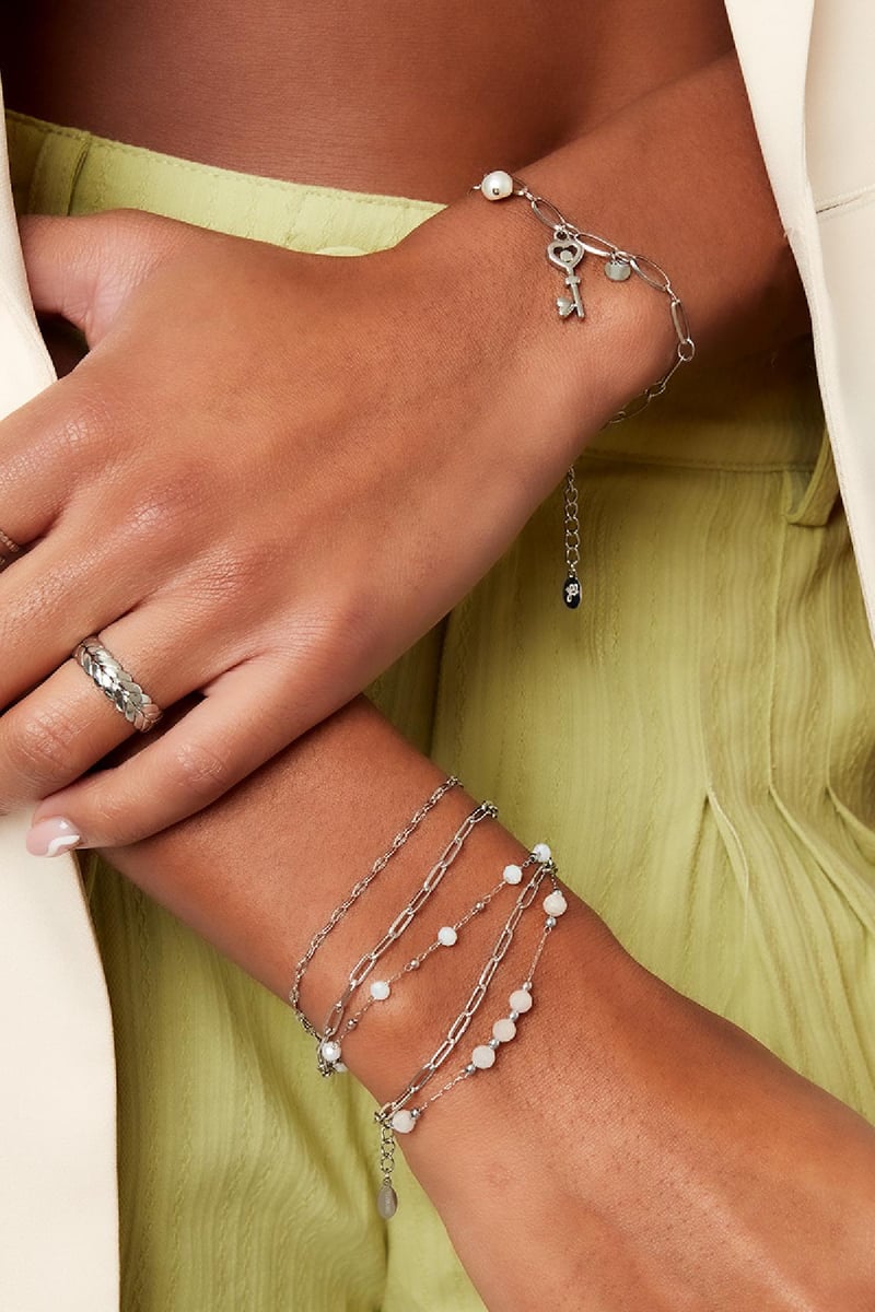 Armband drie lagen gekleurde details Goud kleur Stainless Steel