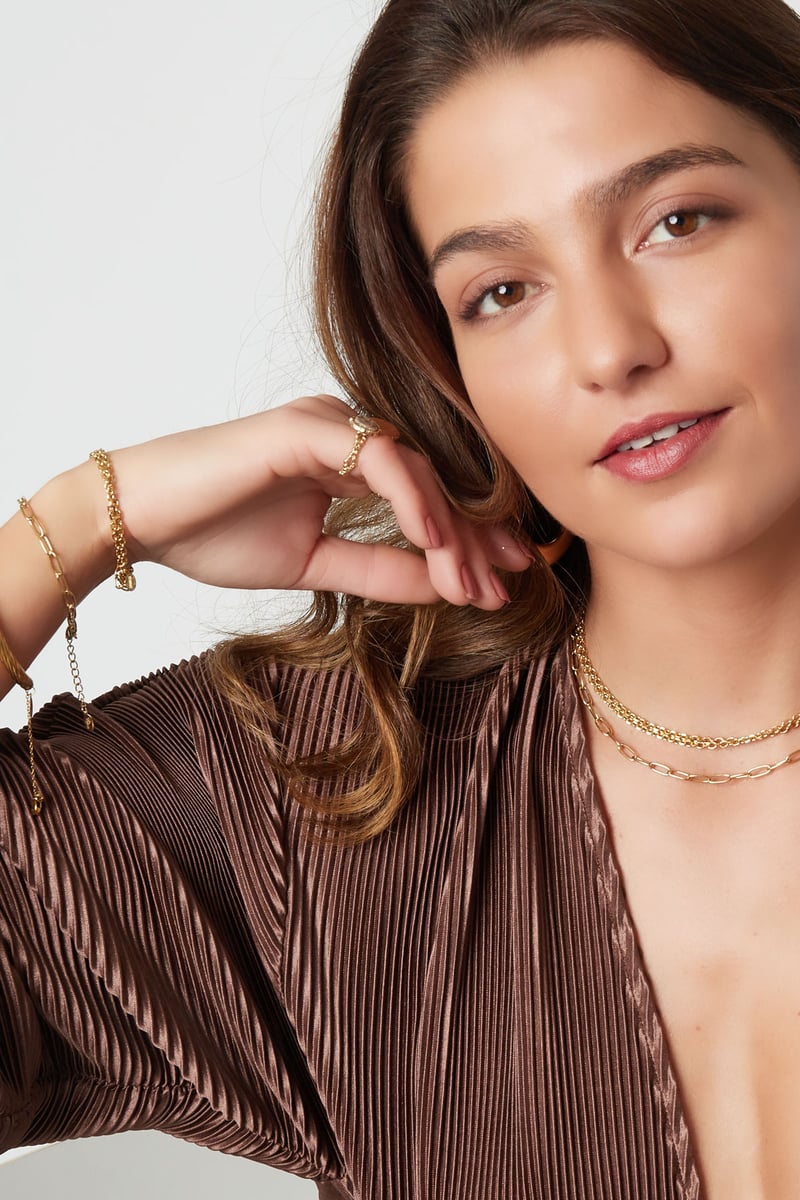 Schakelarmband basic Goud kleur Stainless Steel