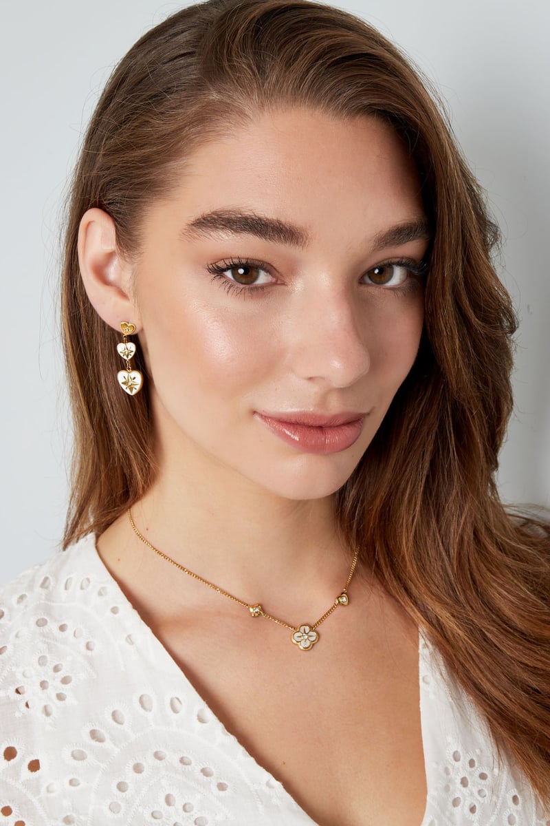 Ring drie hartjes op een rij - Goud kleur/wit