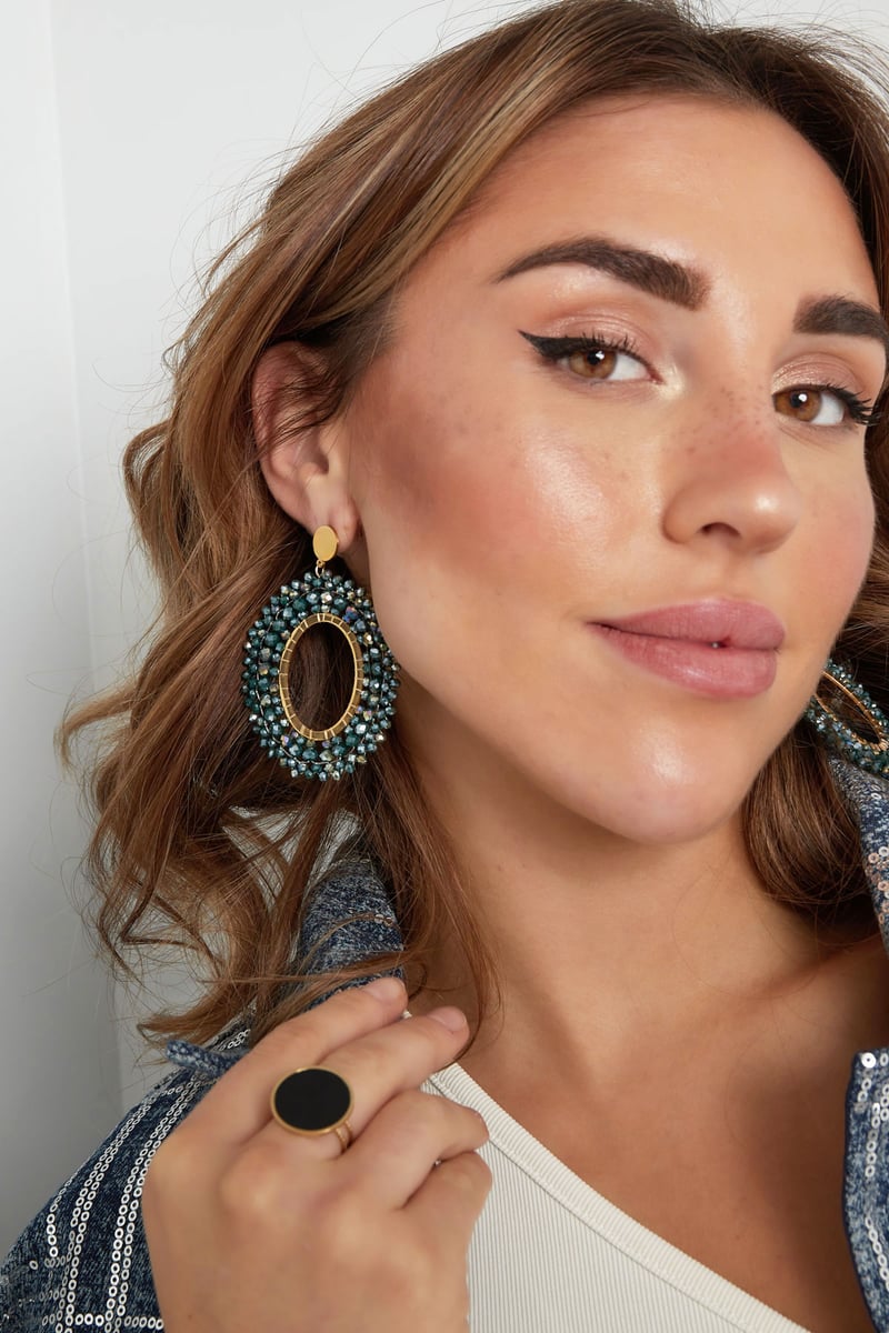 Oorbellen kralen party - wit Stainless Steel