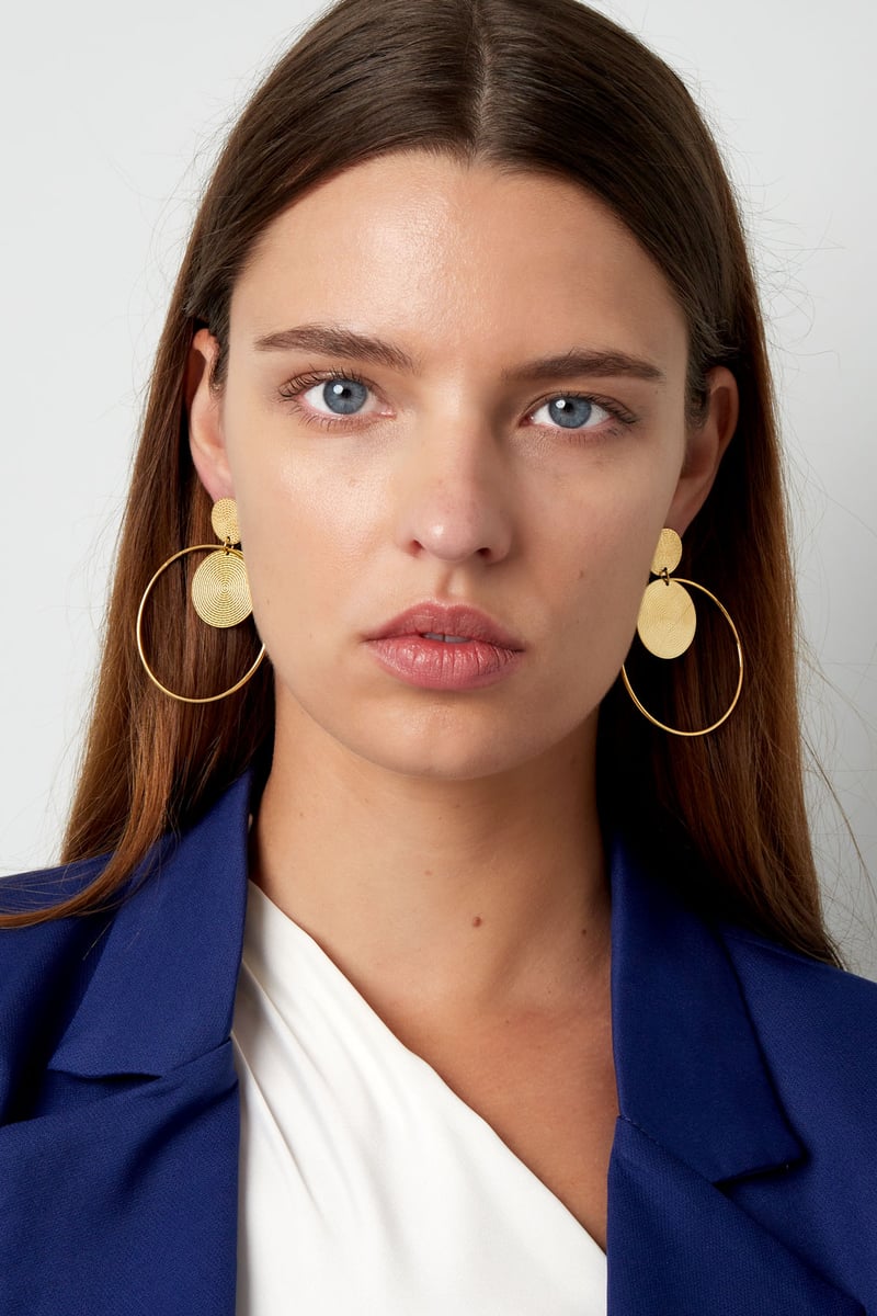 Oorbellen round & round - zilver Stainless Steel