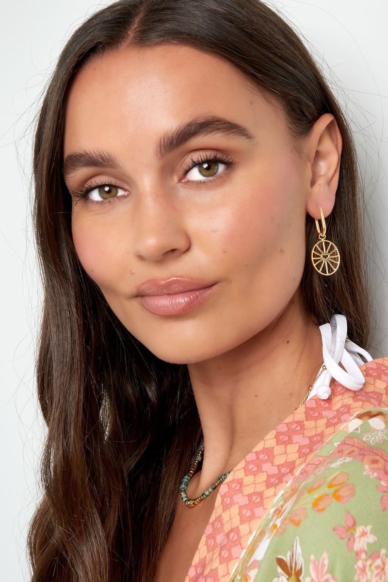 Oorbellen hartjes spin coin - Goud kleur Stainless Steel