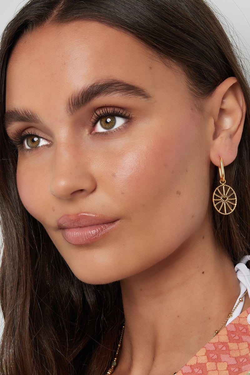 Oorbellen hartjes spin coin - Goud kleur Stainless Steel