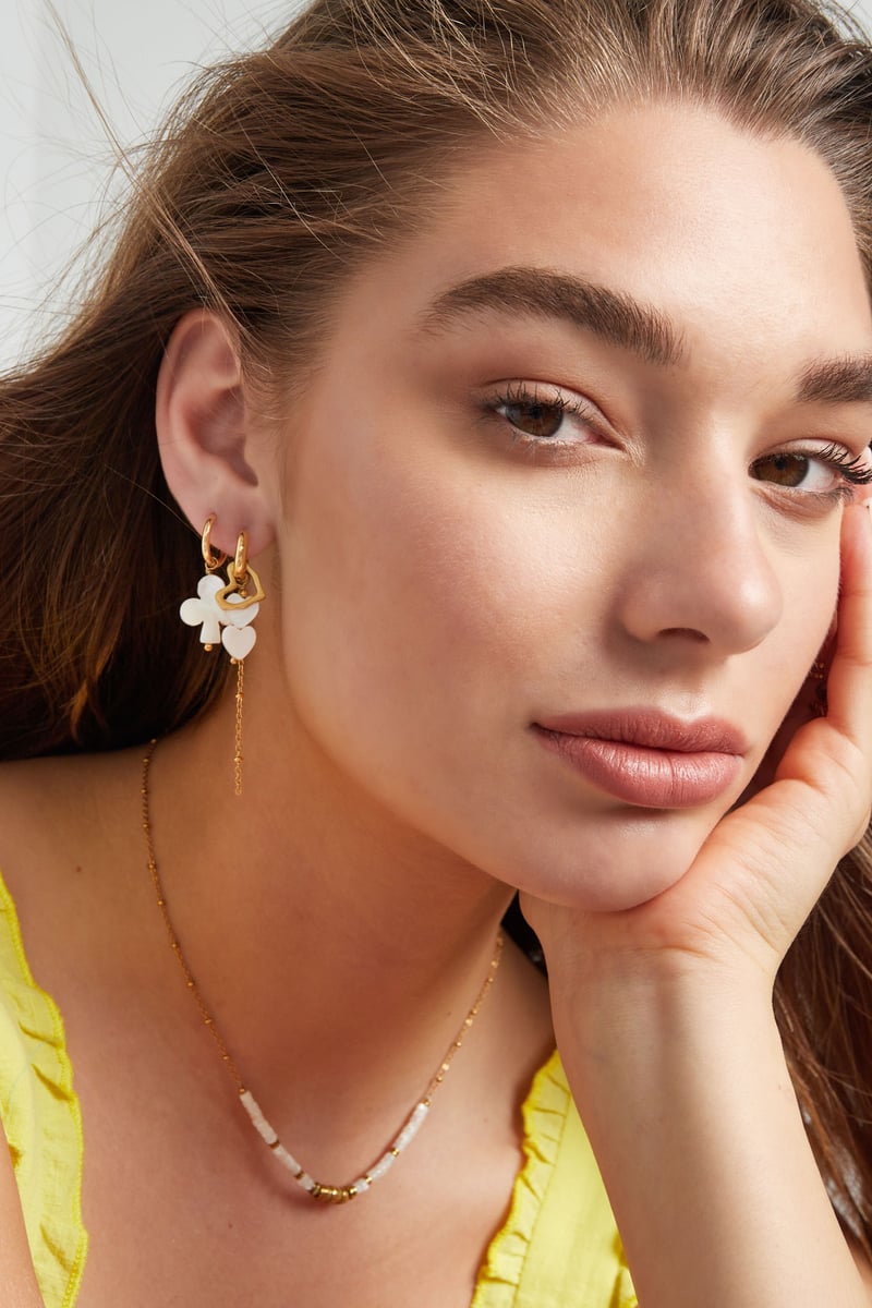 Oorbellen met hartjes hangers - zilver Stainless Steel