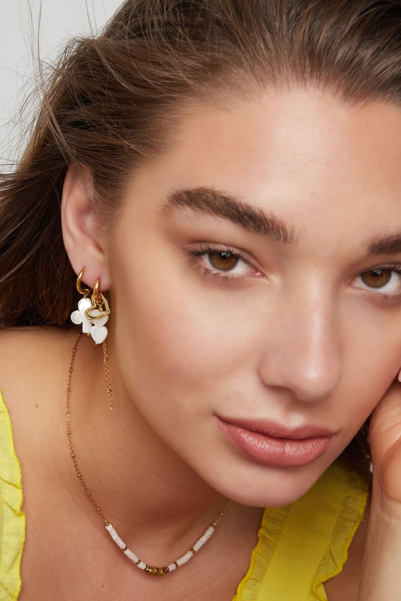 Oorbellen met hartjes hangers - zilver Stainless Steel