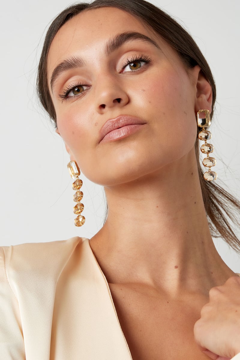 Oorbellen glaskralen party - Goud kleur Koper