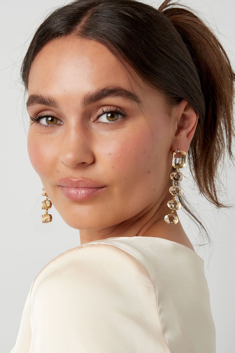 Oorbellen glaskralen party - Goud kleur Koper