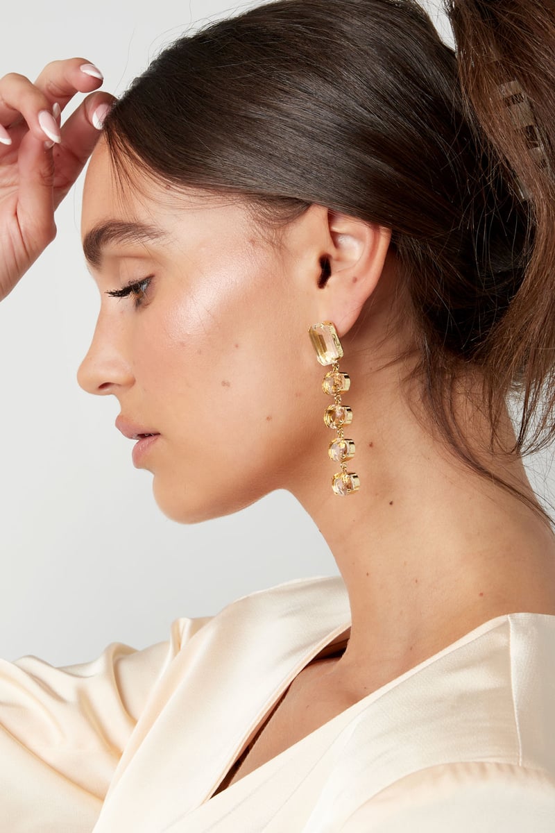 Oorbellen glaskralen party - Goud kleur Koper