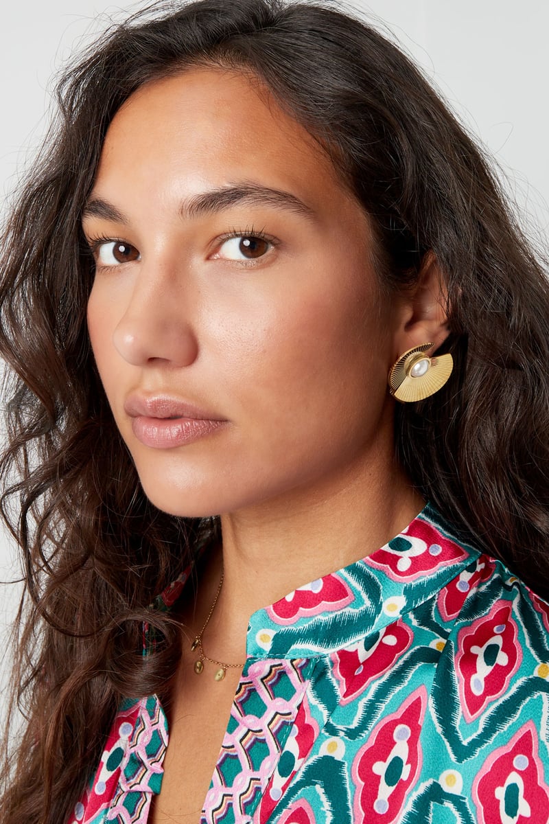 oorbellen halve rondjes met parel