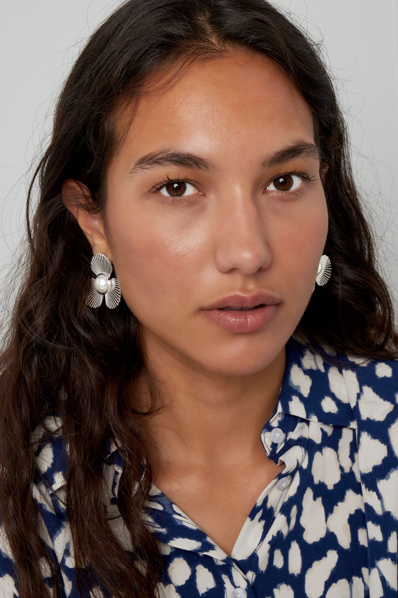 oorbellen bloem met parel