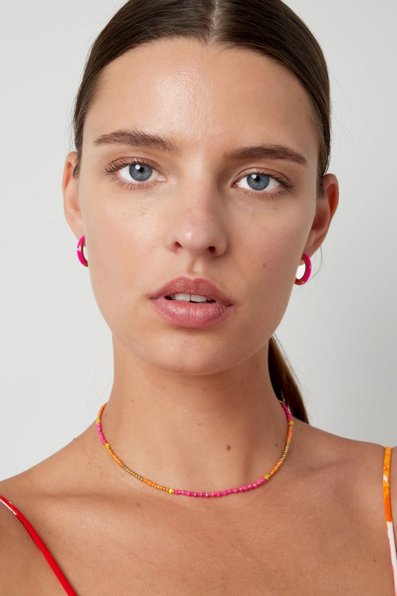 Creolen gekleurd met steentje - Goud kleur/blauw