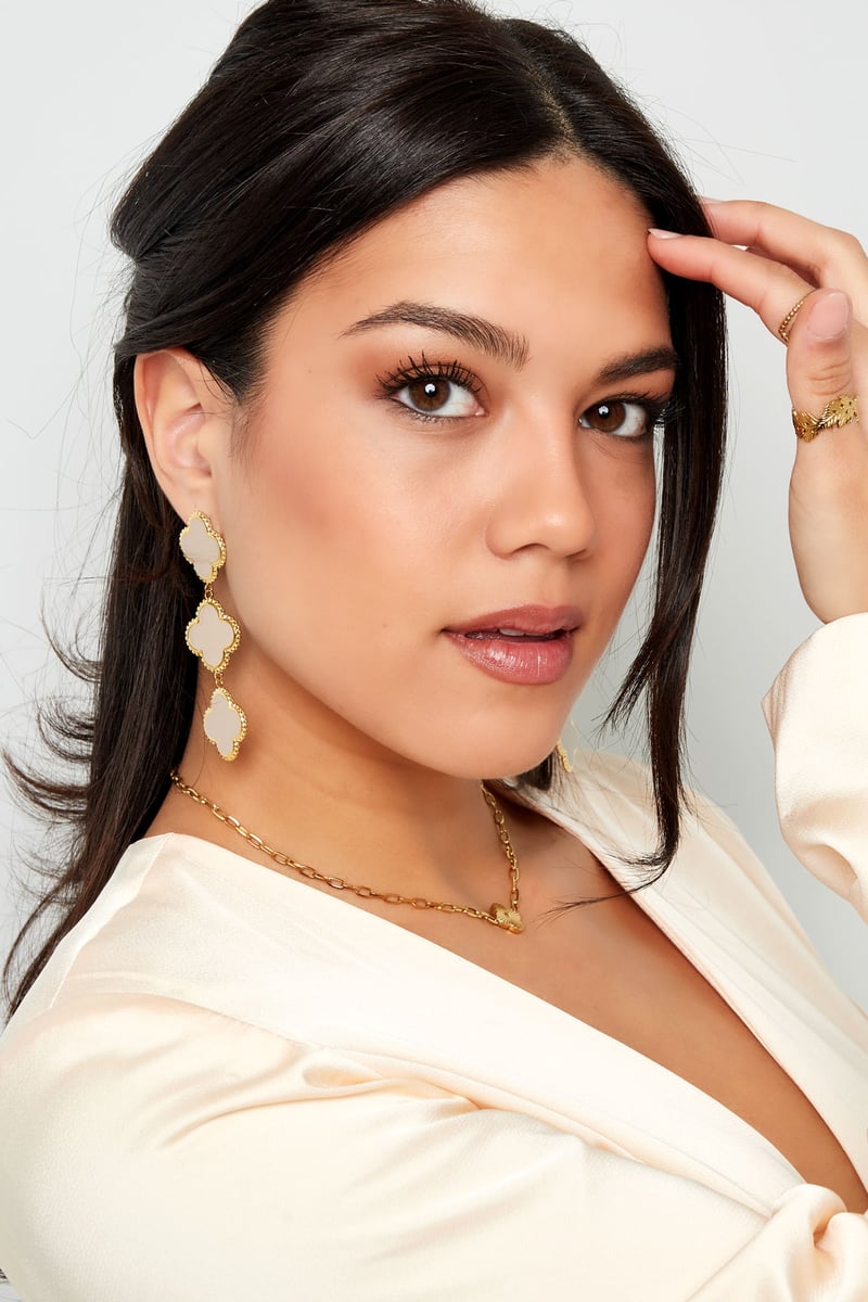 Oorbellen 3 klavers - zwart Stainless Steel