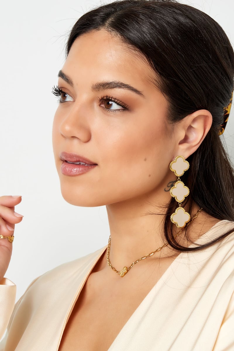 Oorbellen 3 klavers - zwart Stainless Steel