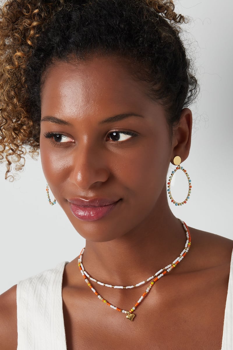 oorbellen ovale hanger met kralen groen