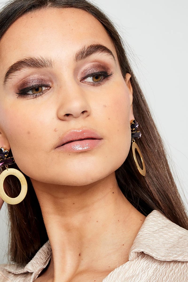 Ronde oorbellen met glaskralen Grijs & Zilver Stainless Steel