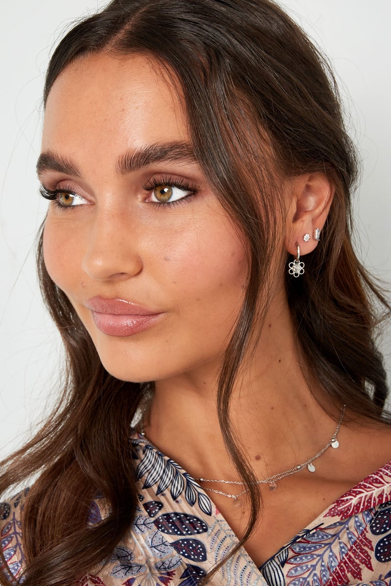 oorbellen bloem/roos bedel