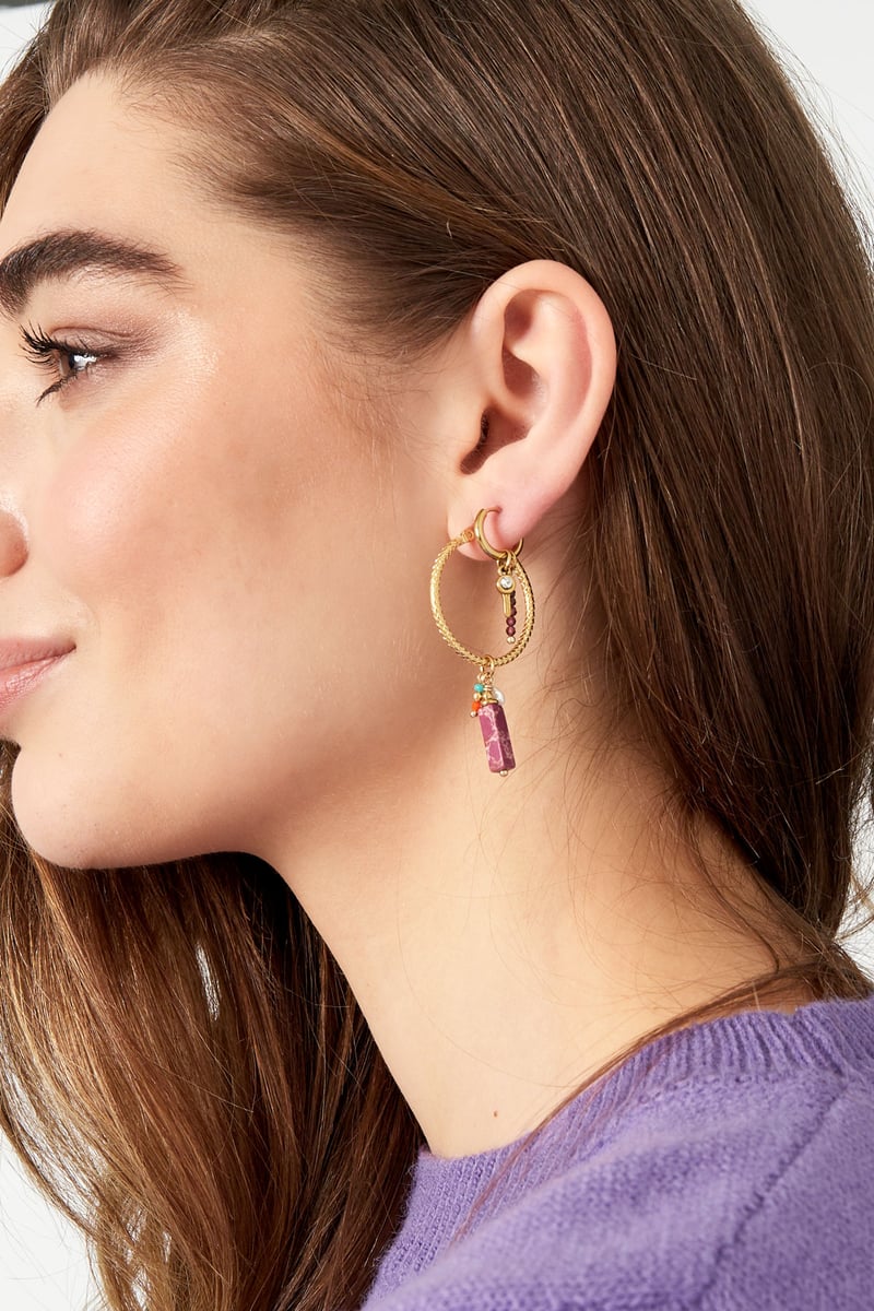 Oorbellen bedel party - Goud kleur/roze