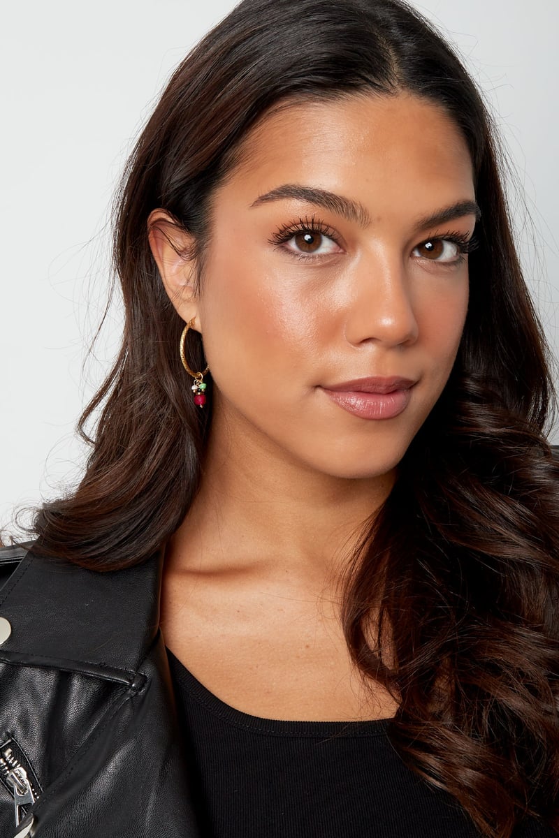 Oorbellen bedel party - zilver/rood