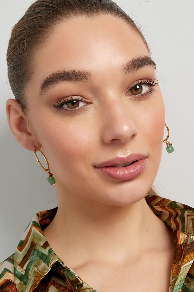 Oorbellen kralen bundel - Goud kleur/groen