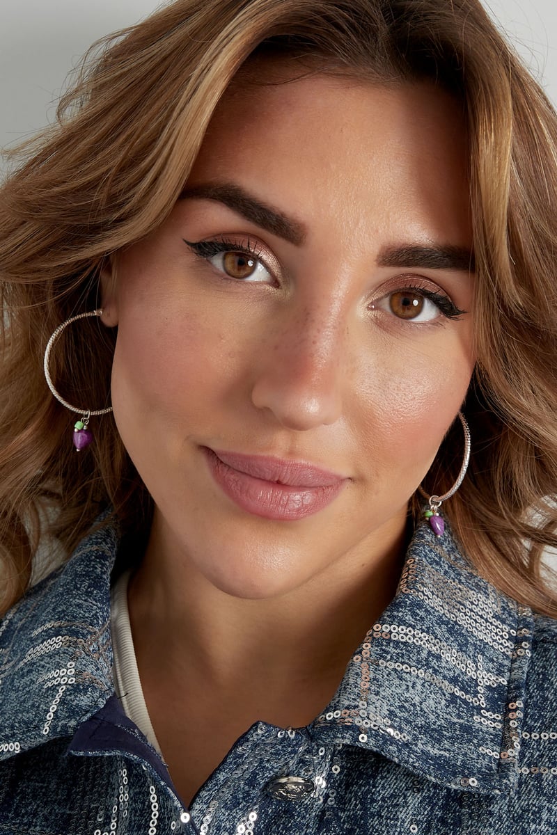 oorringen natuursteen paars hart