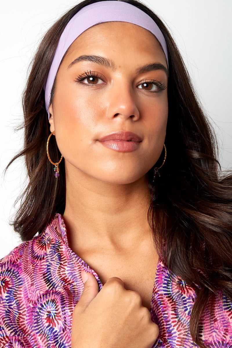 Oorbellen kleurrijke steentjes - Goud kleur/paars