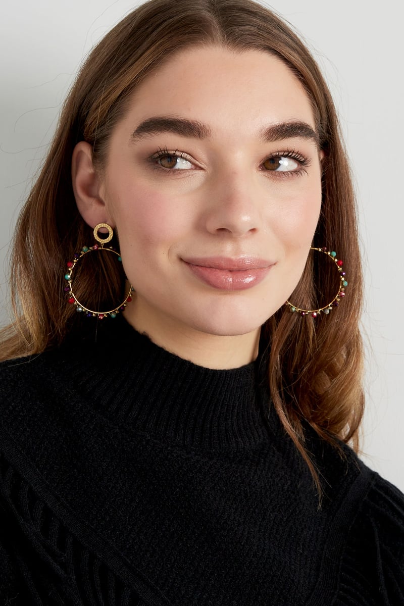 Oorbellen met kraaltjes - Goud kleur/beige