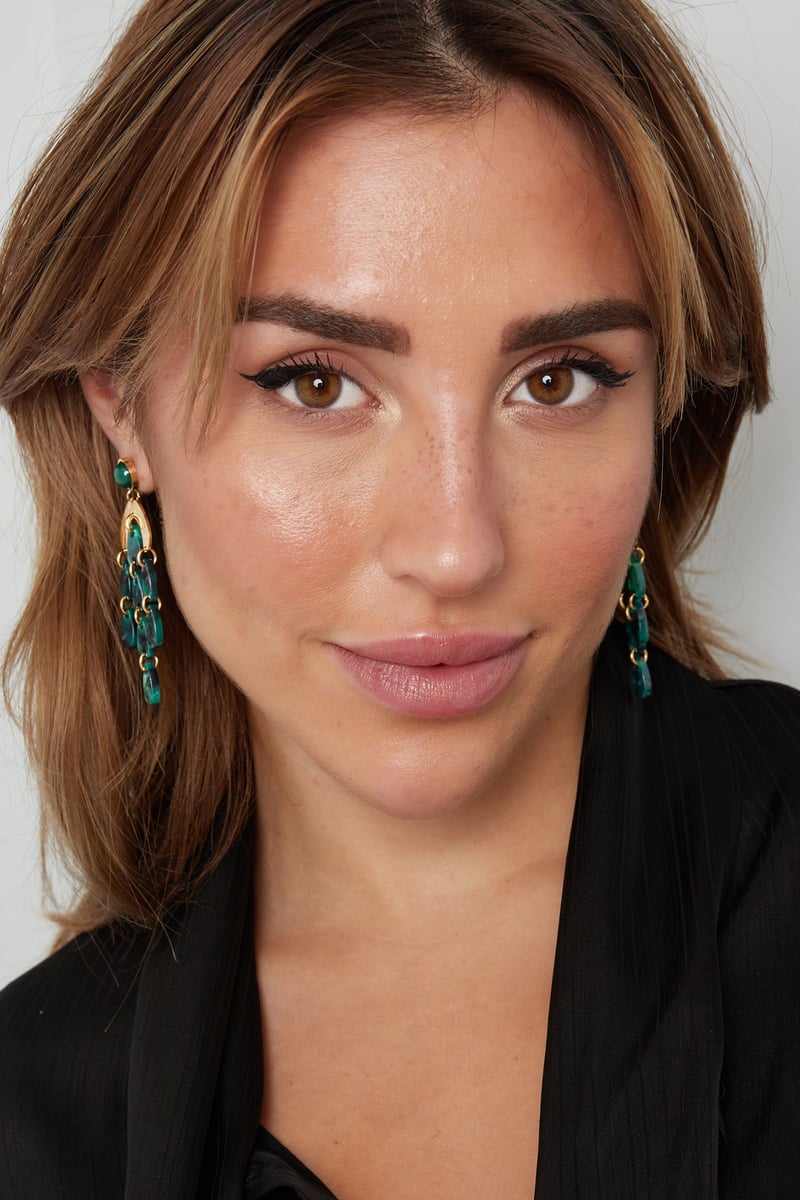 Oorbellen gekleurde coins - Goud kleur/blauw