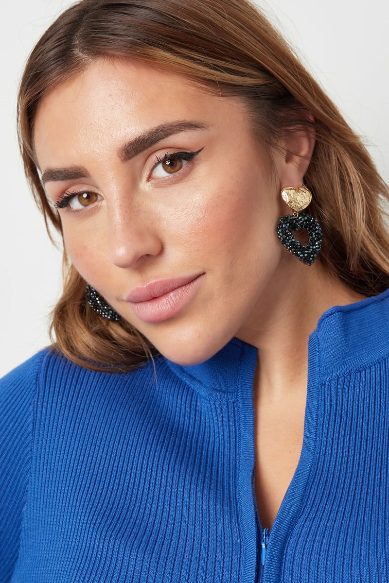 Oorbellen hart van kraaltjes - Goud kleur/oranje/rood