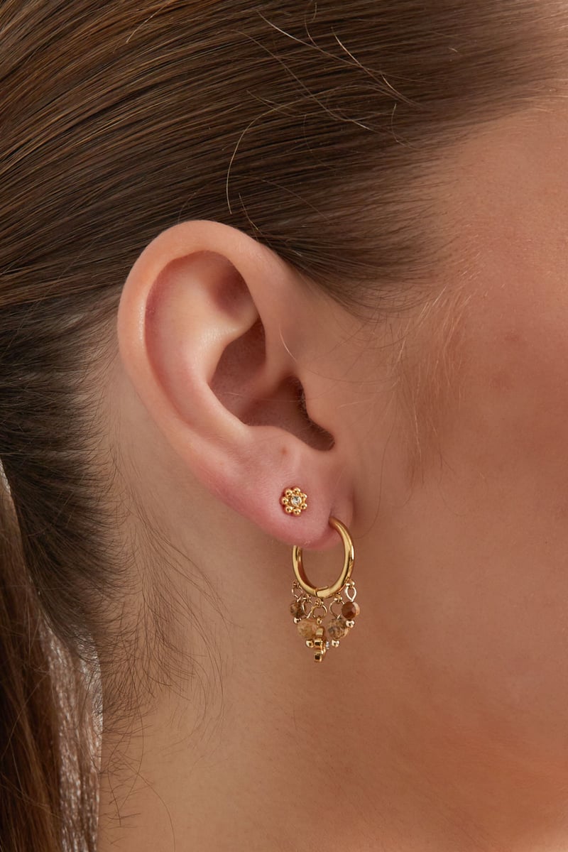 Oorbellen steentjes slinger - Goud kleur/zwart