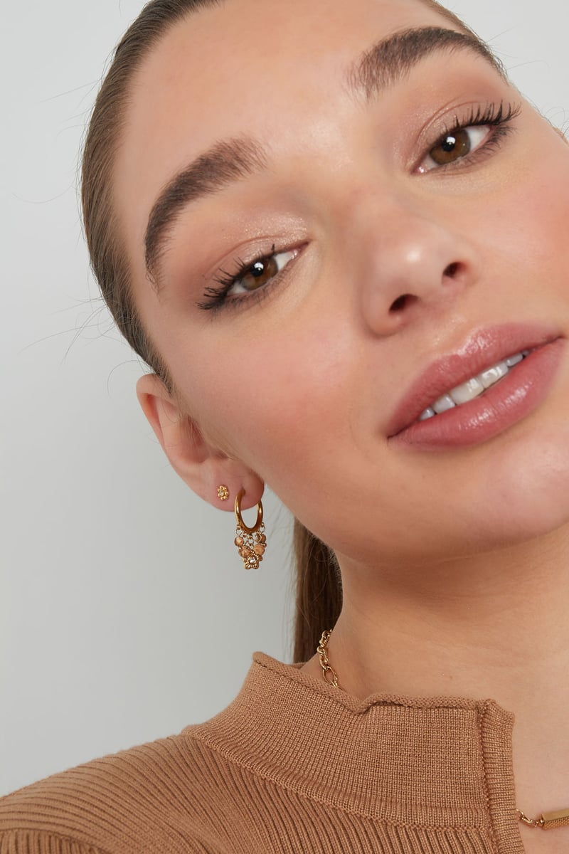 Oorbellen steentjes slinger - Goud kleur/zwart