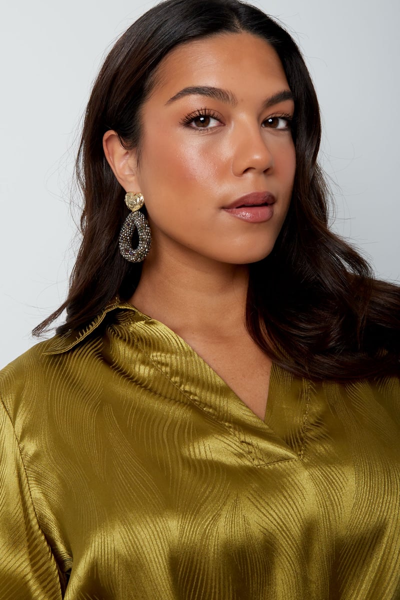 Oorbellen kraaltjes ovaal - grijs