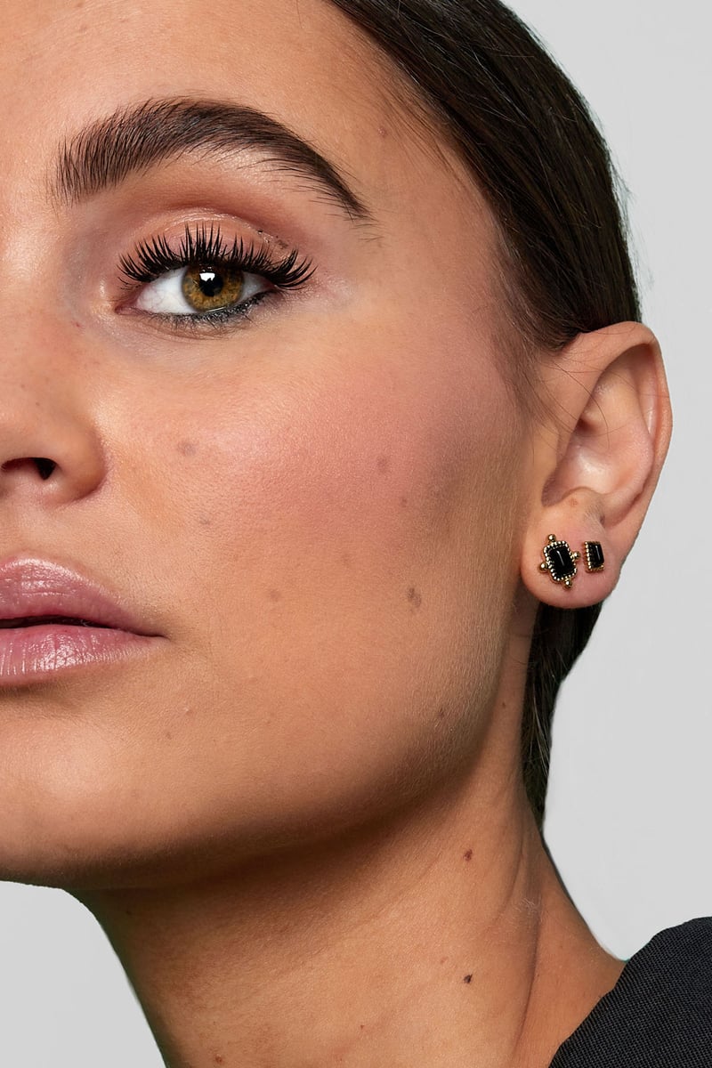 Oorstekers rechthoek randje - poederroze