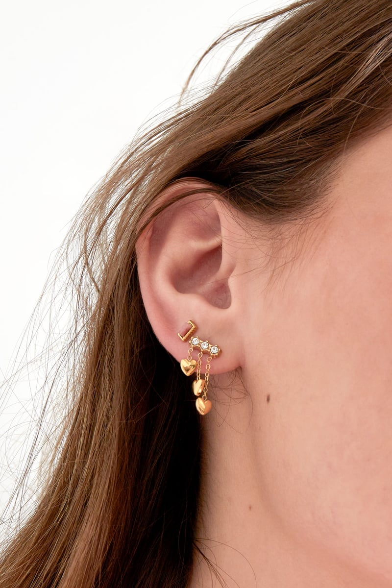 Oorstekers rechthoek randje - poederroze